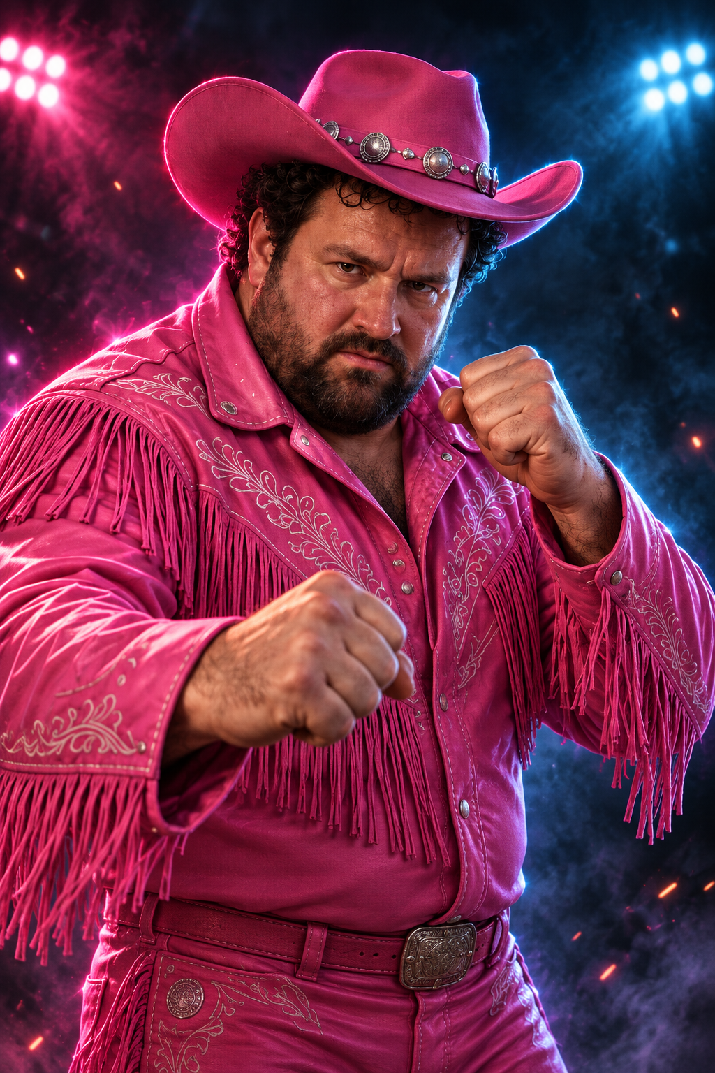 Lamb Chops in a pink cowboy outfit